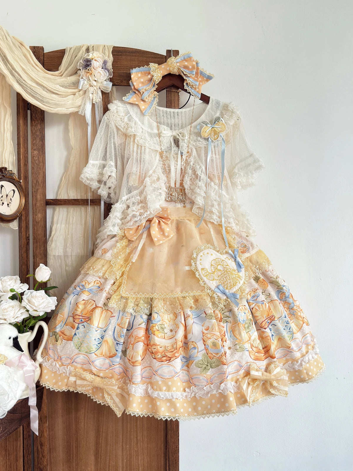Pineapple Soda Sweet Yellow Pineapple Print Lolita JSK - LolitaEra