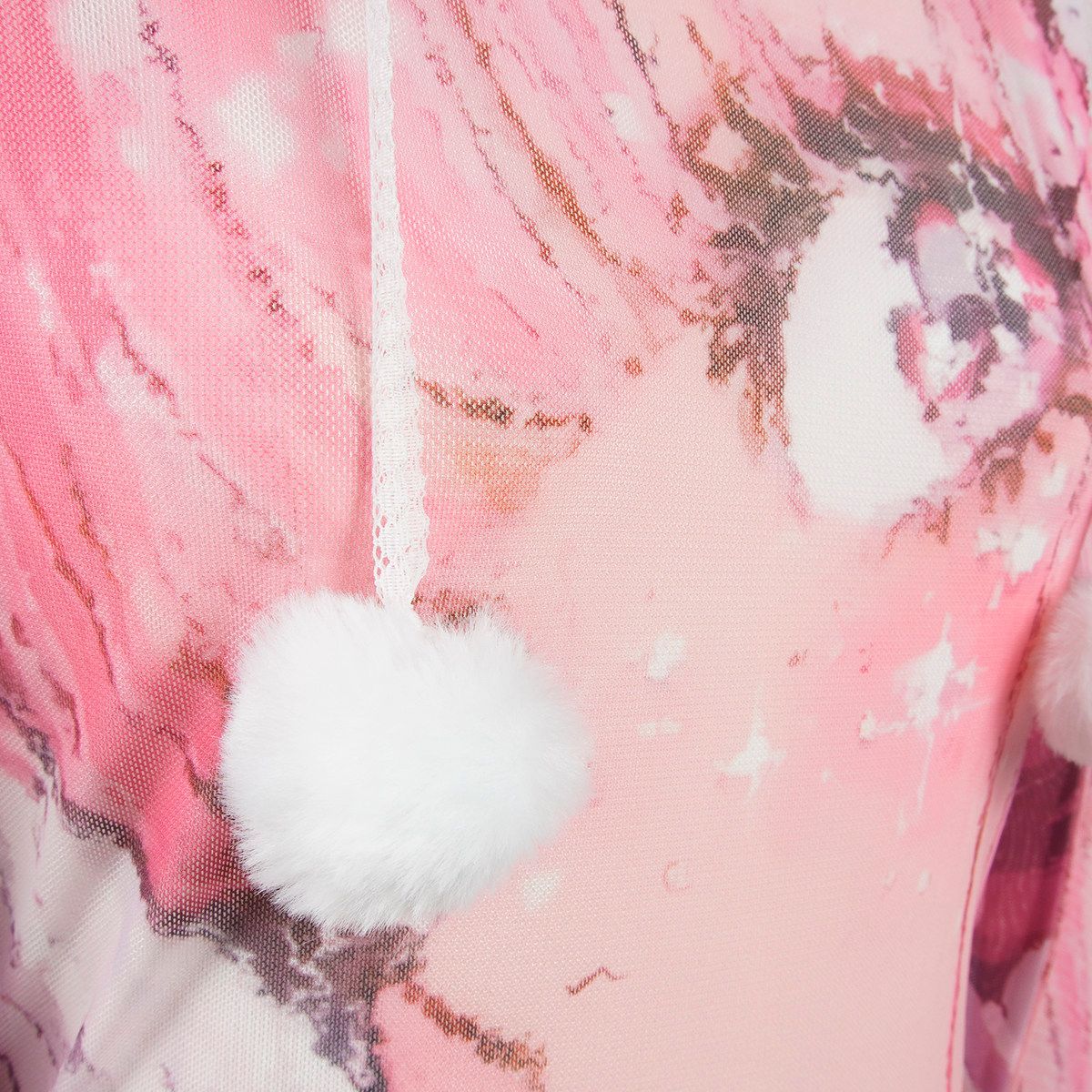 Pink Snow World Pink Lace Slim - Fit Long - Sleeve Top - LolitaEraPinkSPink Snow World Pink Lace Slim - Fit Long - Sleeve Top