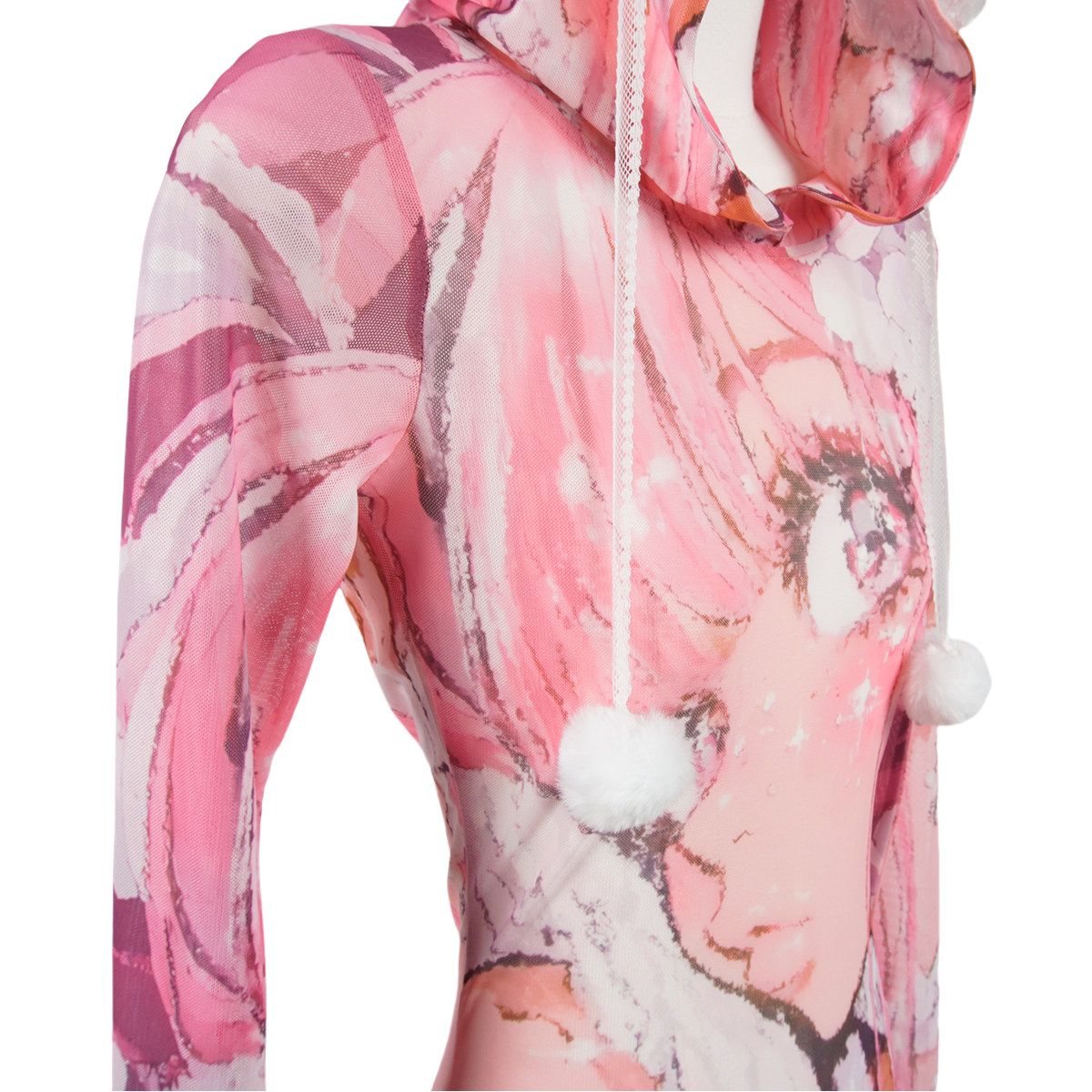 Pink Snow World Pink Lace Slim - Fit Long - Sleeve Top - LolitaEraPinkSPink Snow World Pink Lace Slim - Fit Long - Sleeve Top