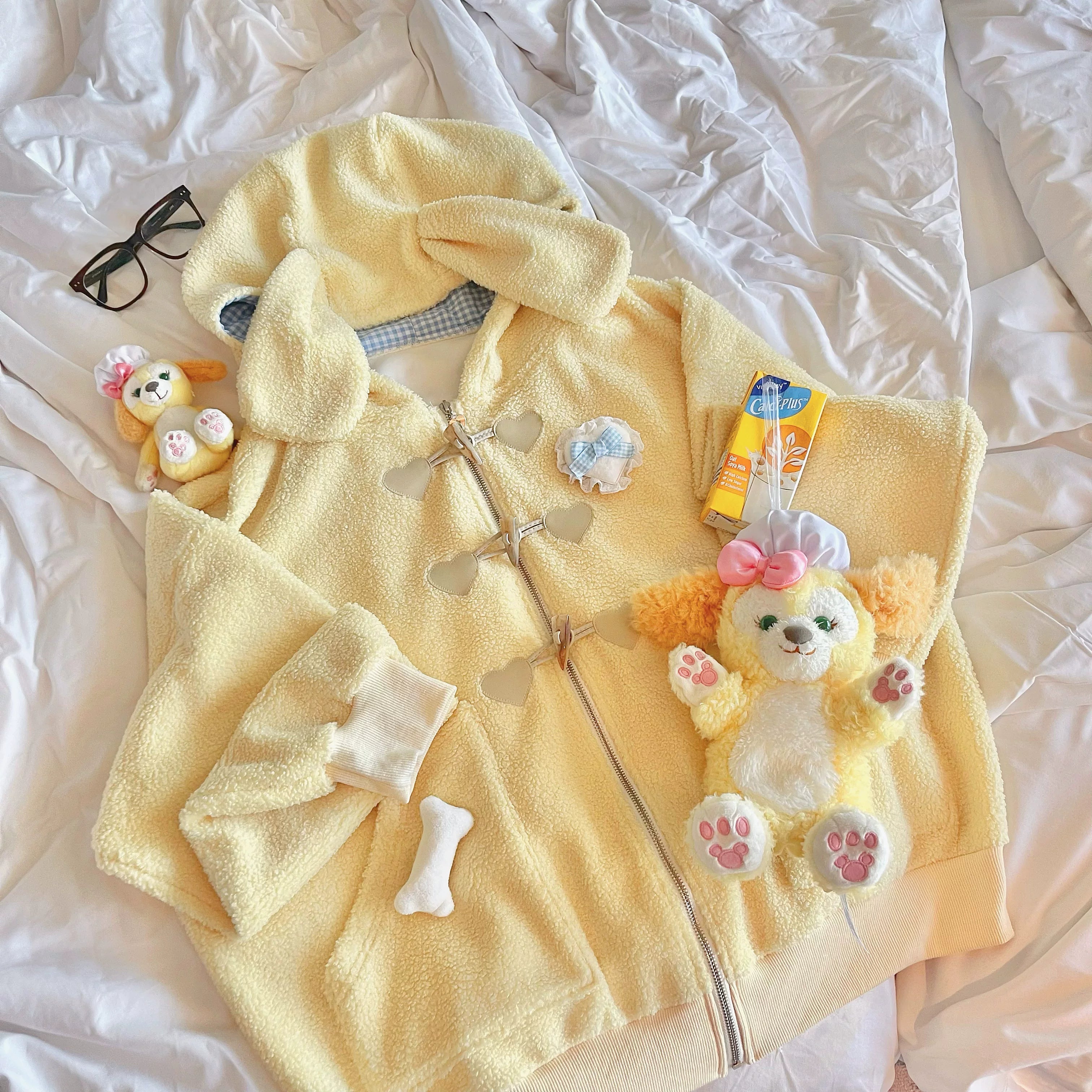 [Restock In-Stock] Original Plush Puppy Animal Ear Fuzzy Autumn/Winter Loose Duffle Coat