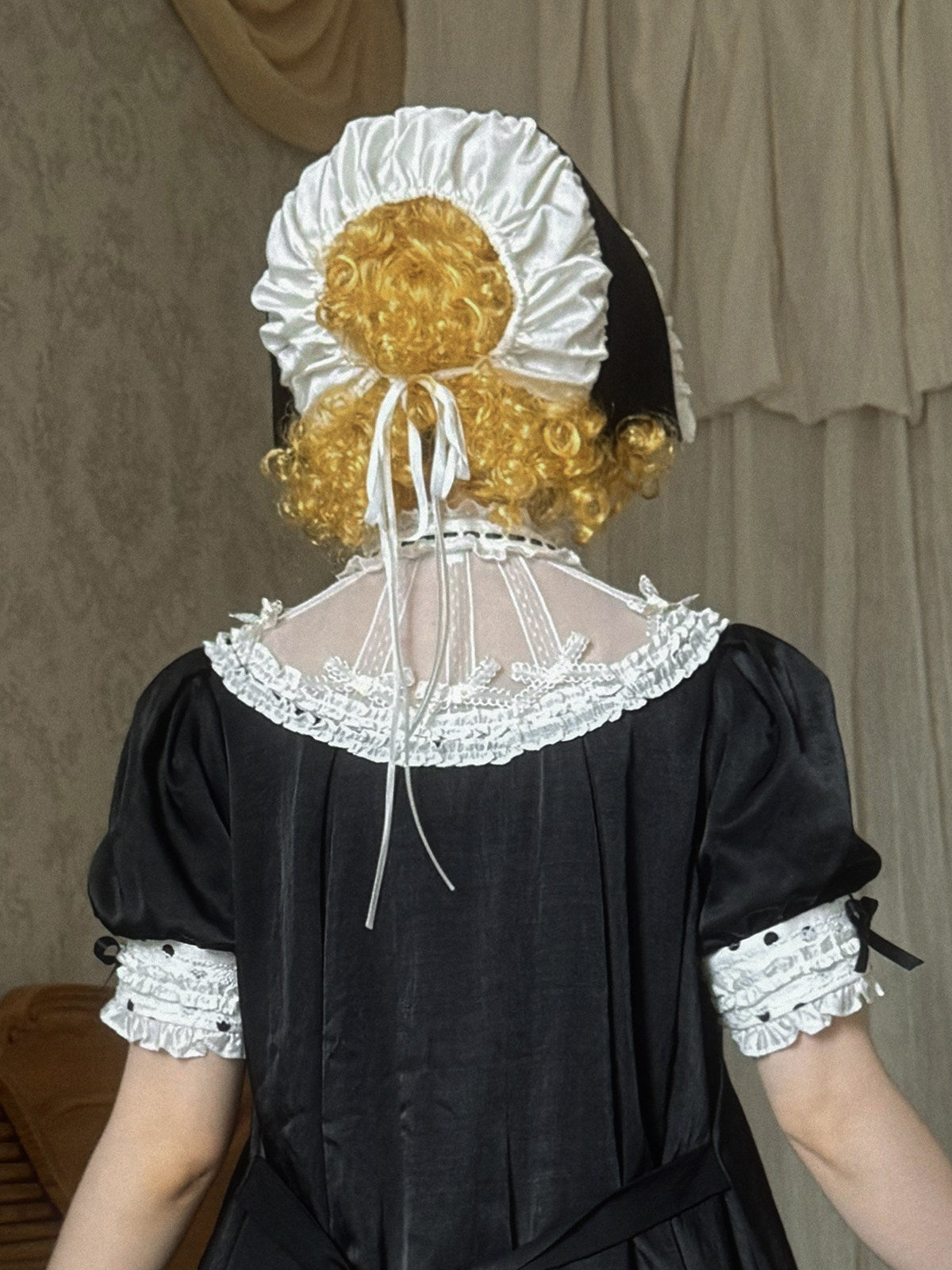 Polka Melody Lolita Vintage Long Short-Sleeve Dress - LolitaEra