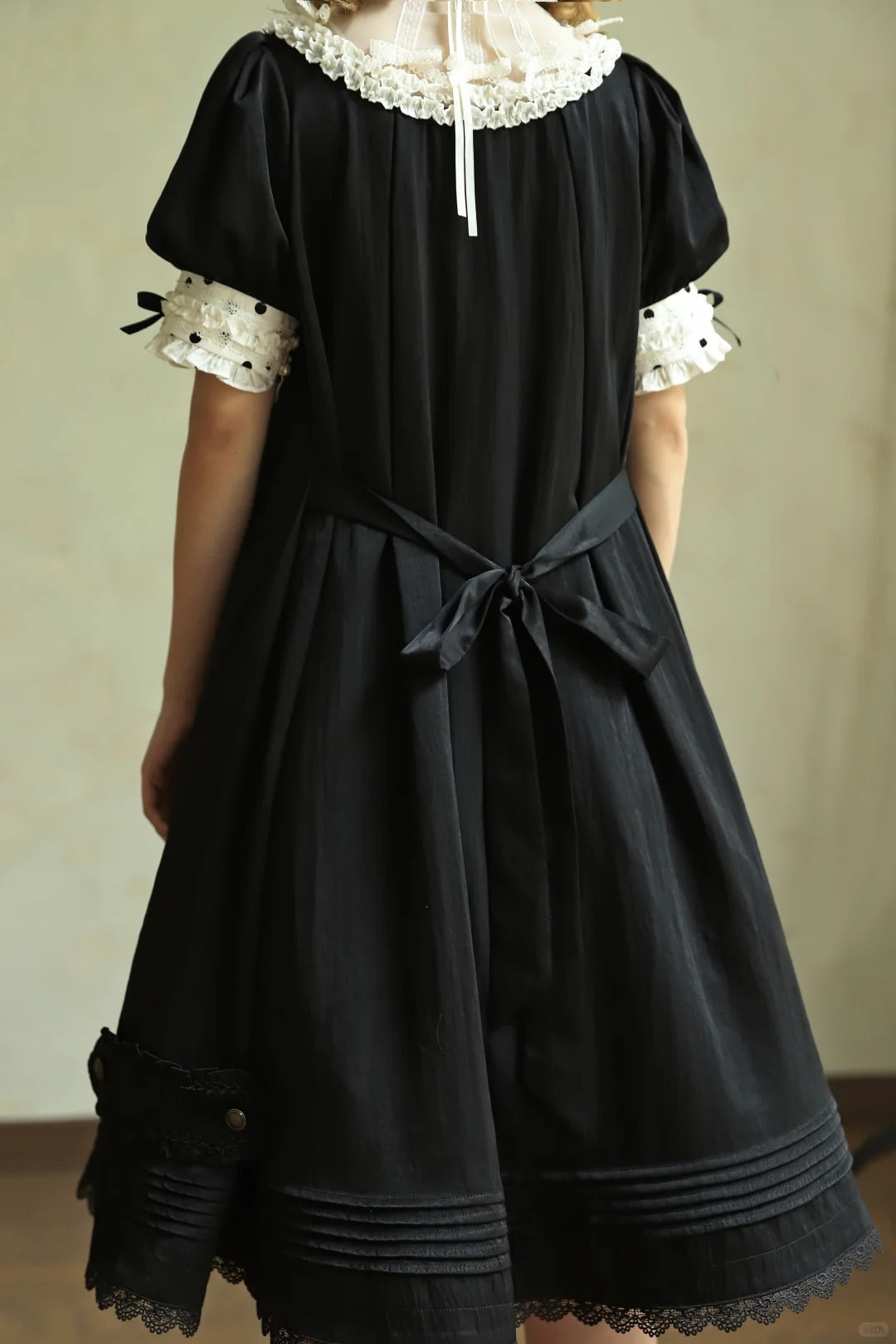 Polka Melody Lolita Vintage Long Short-Sleeve Dress - LolitaEra