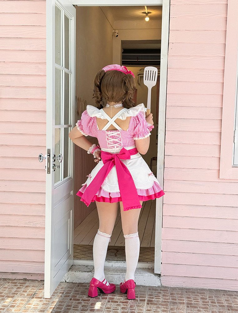 PomPom Bubble Cute Maid Style Lolita Dress - LolitaEraBlack OPSPomPom Bubble Cute Maid Style Lolita Dress