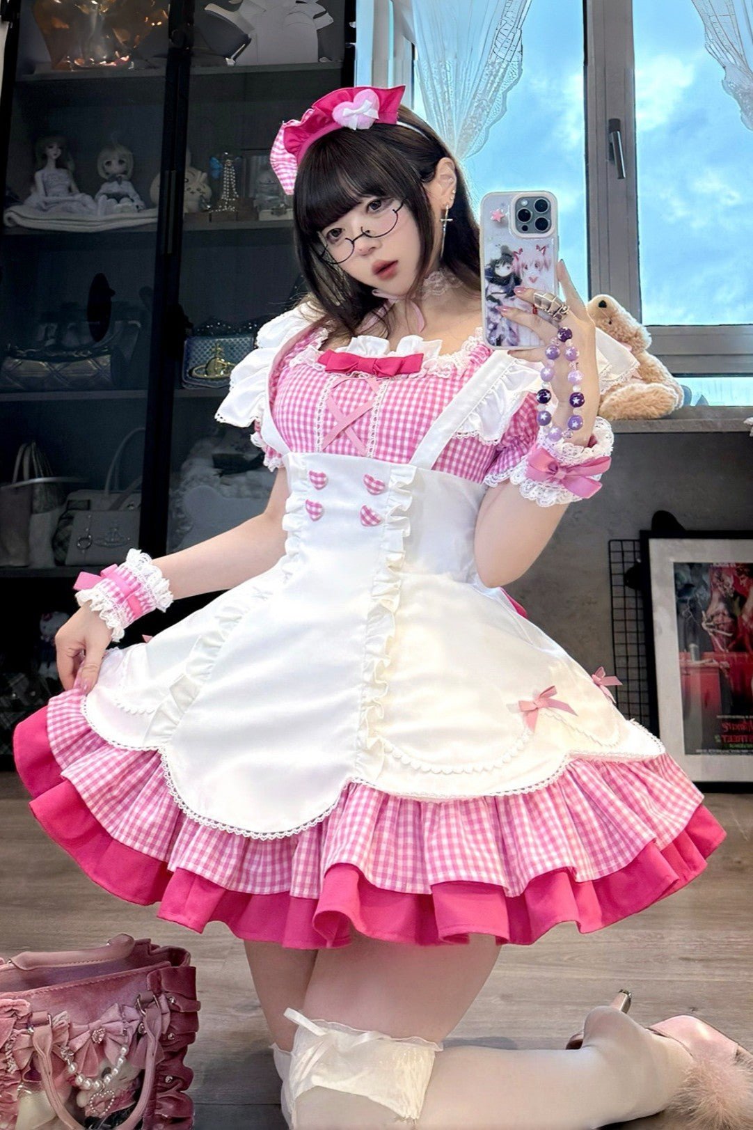 PomPom Bubble Cute Maid Style Lolita Dress - LolitaEraBlack OPSPomPom Bubble Cute Maid Style Lolita Dress