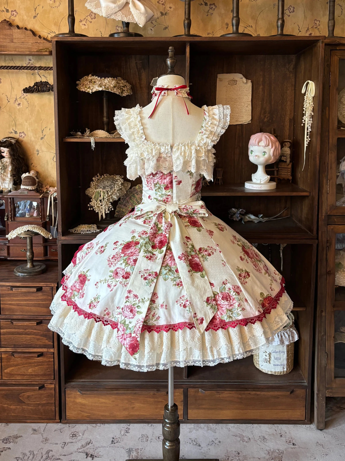 Porcelain Rose Lolita Floral Print Vintage JSK Dress - LolitaEra