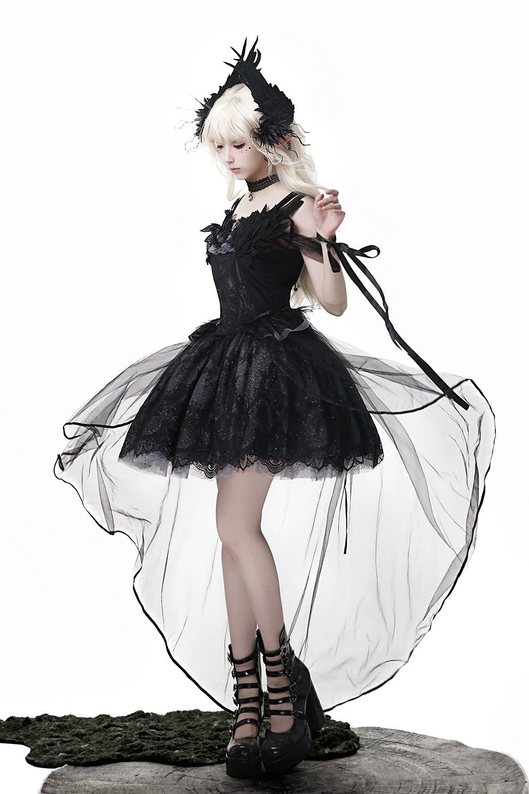 Prayer of the Black Swan Gothic Lolita Set 1217 - LolitaEraBlack SetSPrayer of the Black Swan Gothic Lolita Set 1217