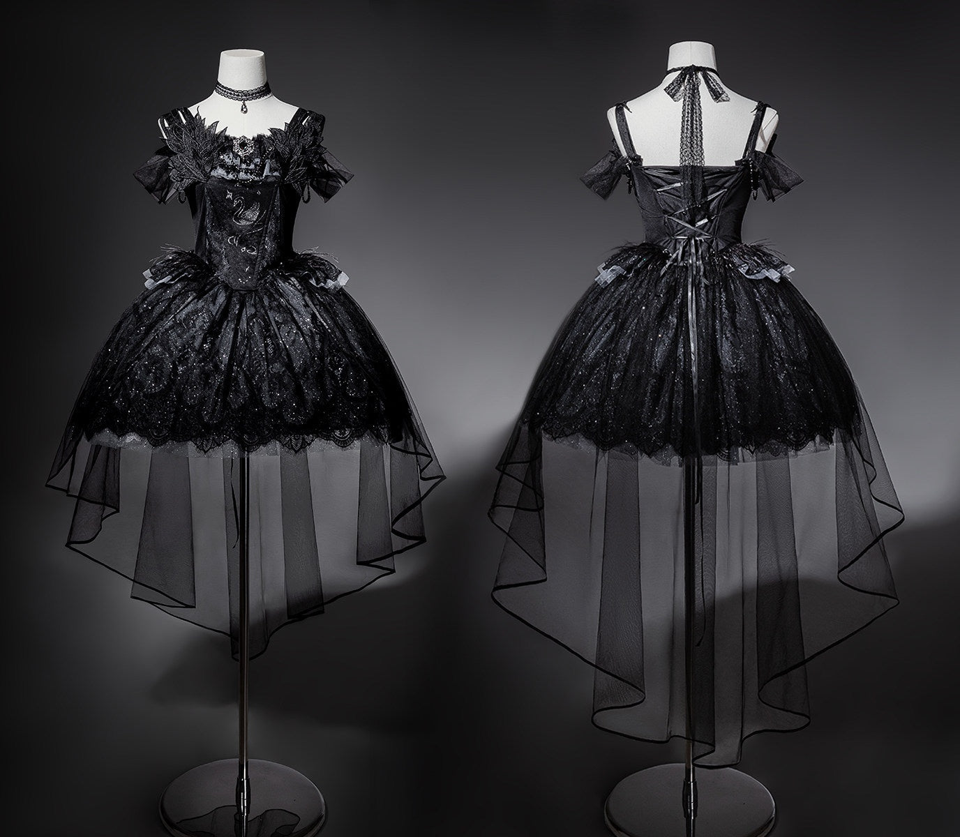 Prayer of the Black Swan Gothic Lolita Set 1217 - LolitaEraBlack SetSPrayer of the Black Swan Gothic Lolita Set 1217
