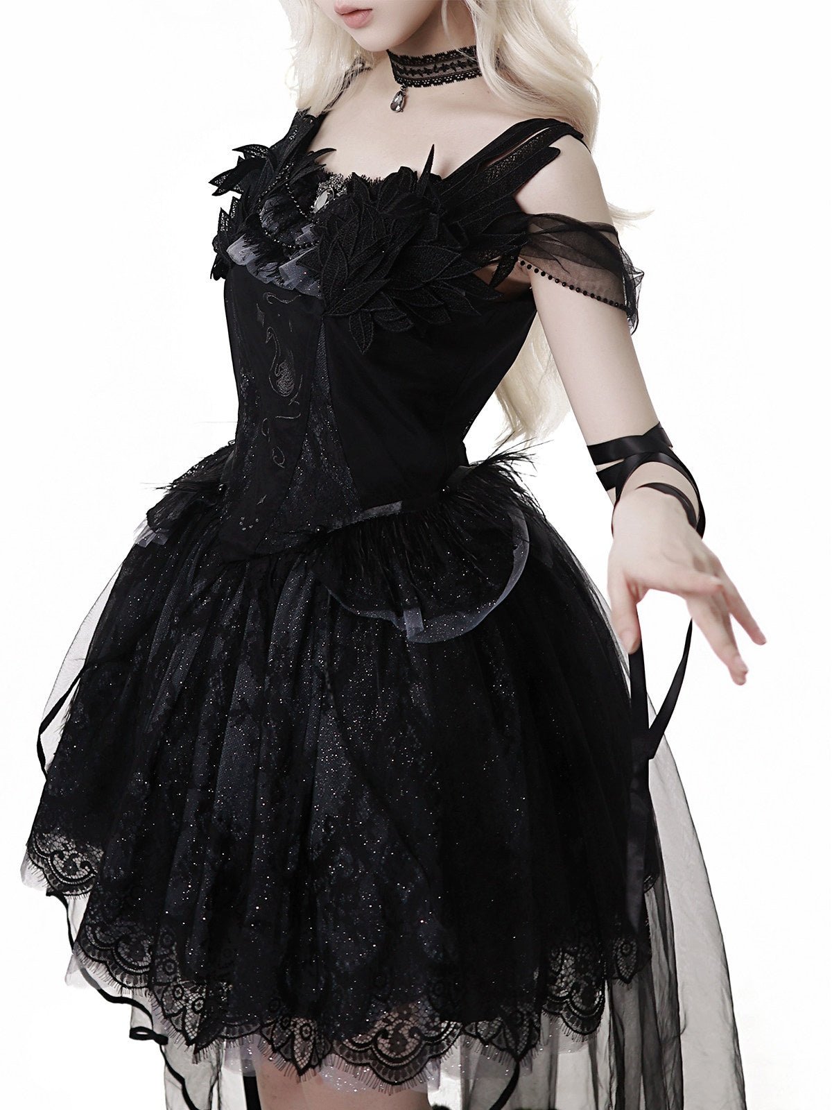 Prayer of the Black Swan Gothic Lolita Set 1217 - LolitaEraBlack SetSPrayer of the Black Swan Gothic Lolita Set 1217