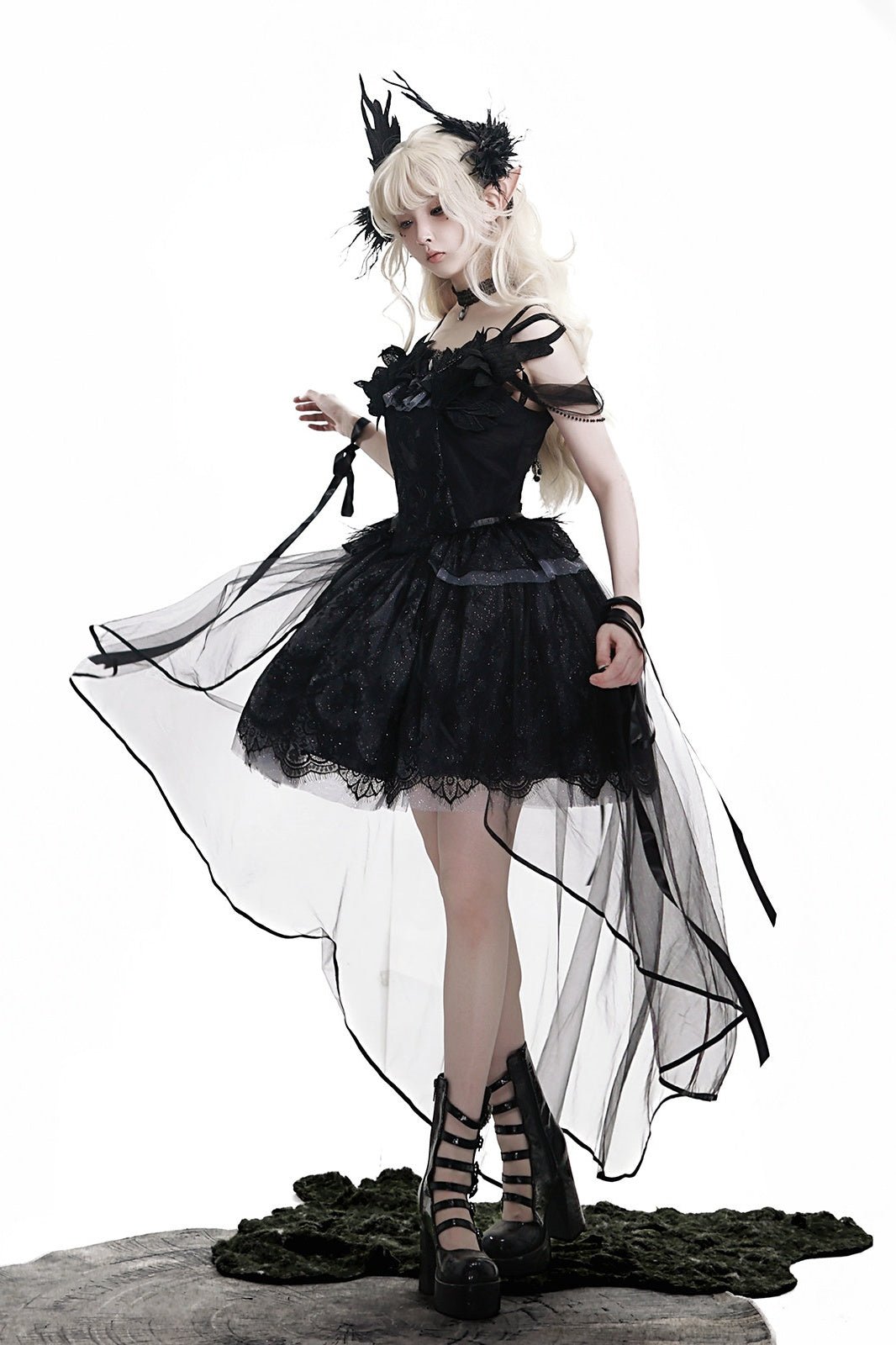 Prayer of the Black Swan Gothic Lolita Set 1217 - LolitaEraBlack SetSPrayer of the Black Swan Gothic Lolita Set 1217