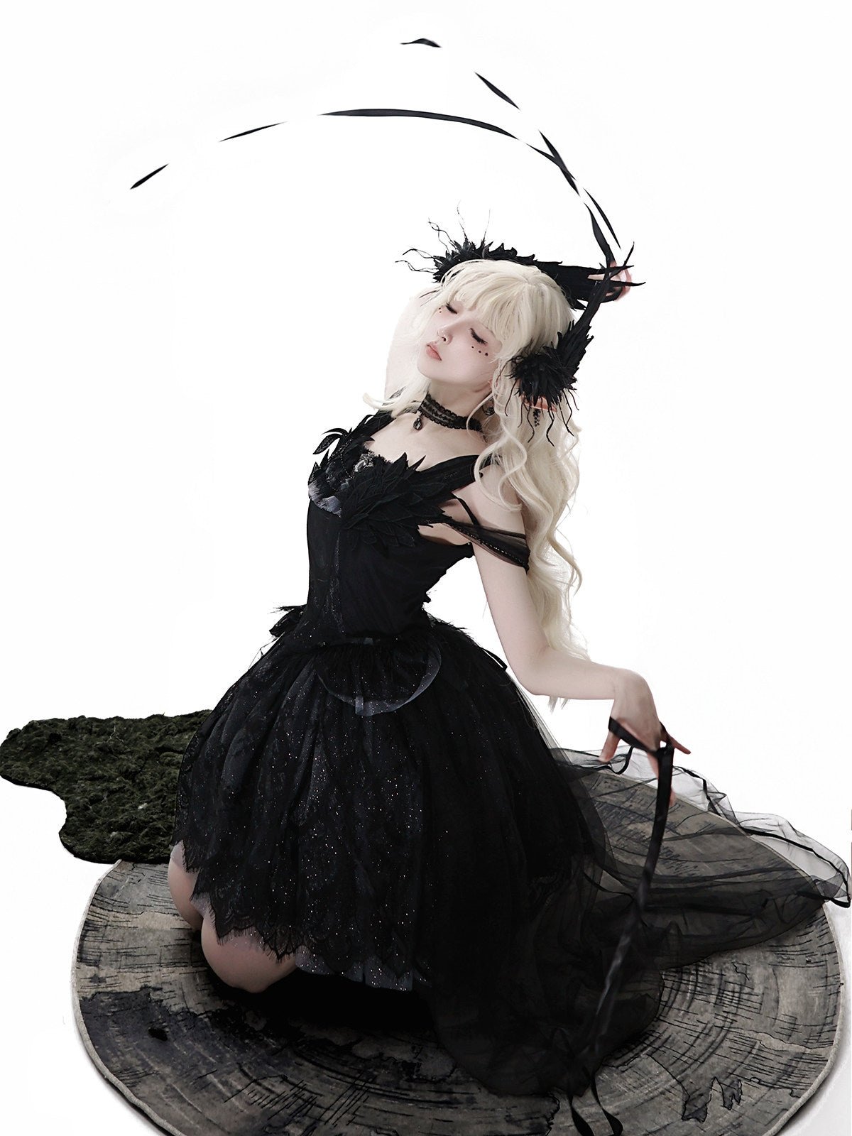Prayer of the Black Swan Gothic Lolita Set 1217 - LolitaEraBlack SetSPrayer of the Black Swan Gothic Lolita Set 1217