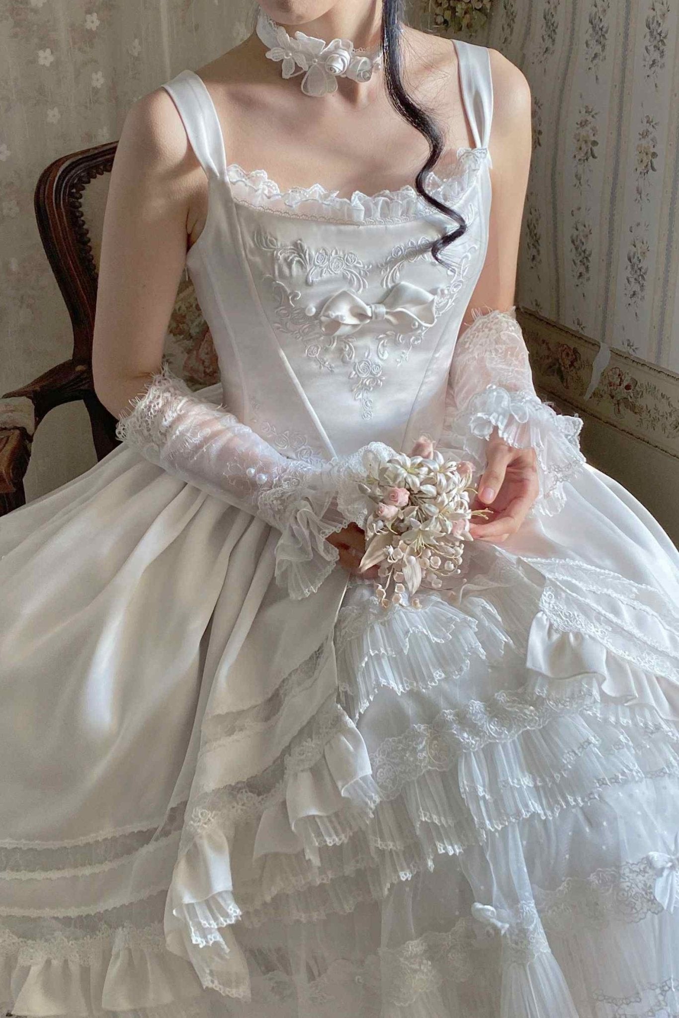 Promise of the Rose Lolita Bride JSK - LolitaEraWhite SetSPromise of the Rose Lolita Bride JSK