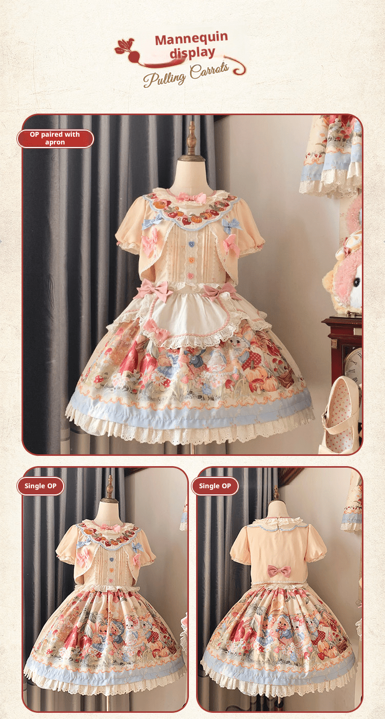 Pulling Radishes Cute Sweet Lolita Dress - LolitaEraApronSPulling Radishes Cute Sweet Lolita Dress