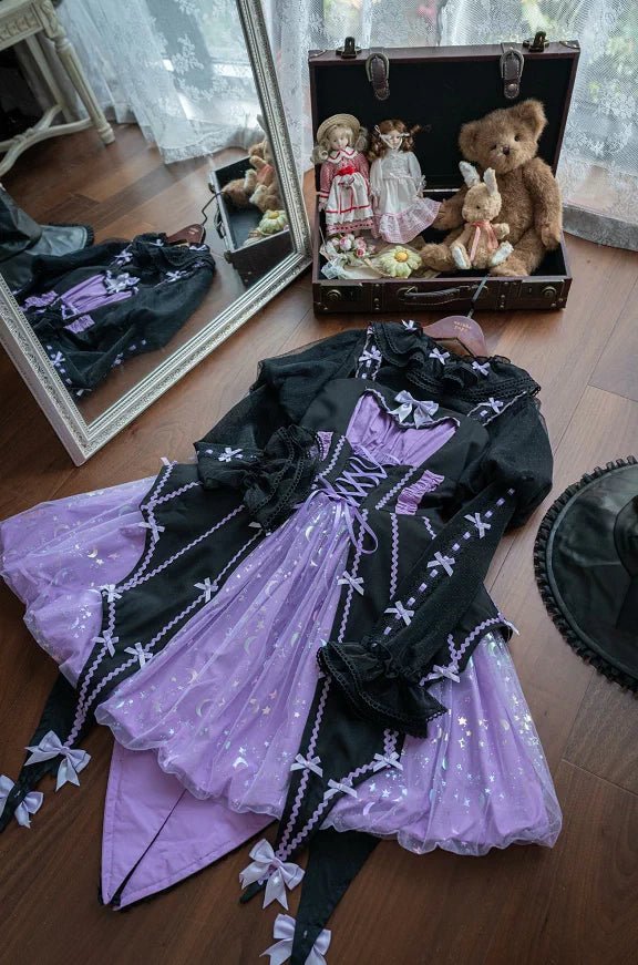 Pumpkin Lantern Halloween Witch Dark‑Sweet Lolita JSK Dress Set - LolitaEra