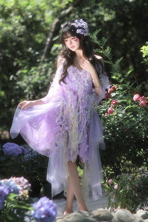 Purple Amethyst Sprite Handcrafted Dress - LolitaEraPurple Dress SetPurple Amethyst Sprite Handcrafted Dress