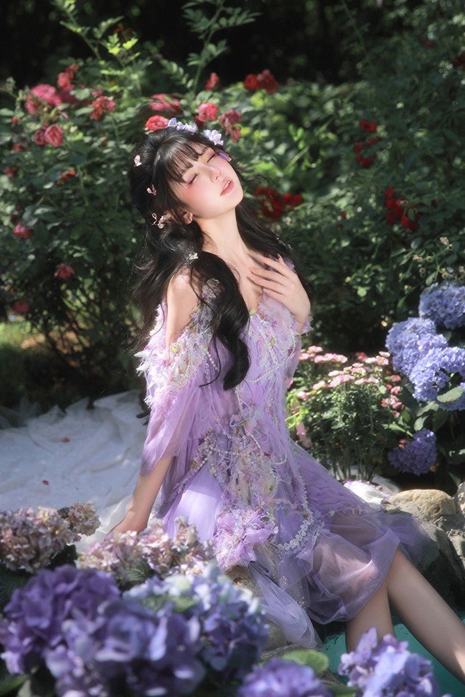 Purple Amethyst Sprite Handcrafted Dress - LolitaEraPurple Dress SetPurple Amethyst Sprite Handcrafted Dress