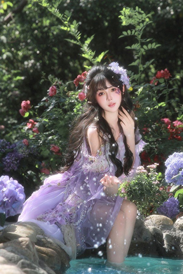 Purple Amethyst Sprite Handcrafted Dress - LolitaEraPurple Dress SetPurple Amethyst Sprite Handcrafted Dress