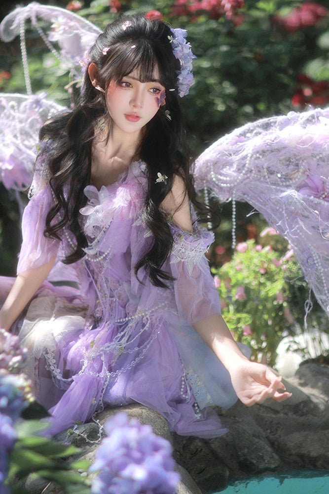 Purple Amethyst Sprite Handcrafted Dress - LolitaEraWingsPurple Amethyst Sprite Handcrafted Dress
