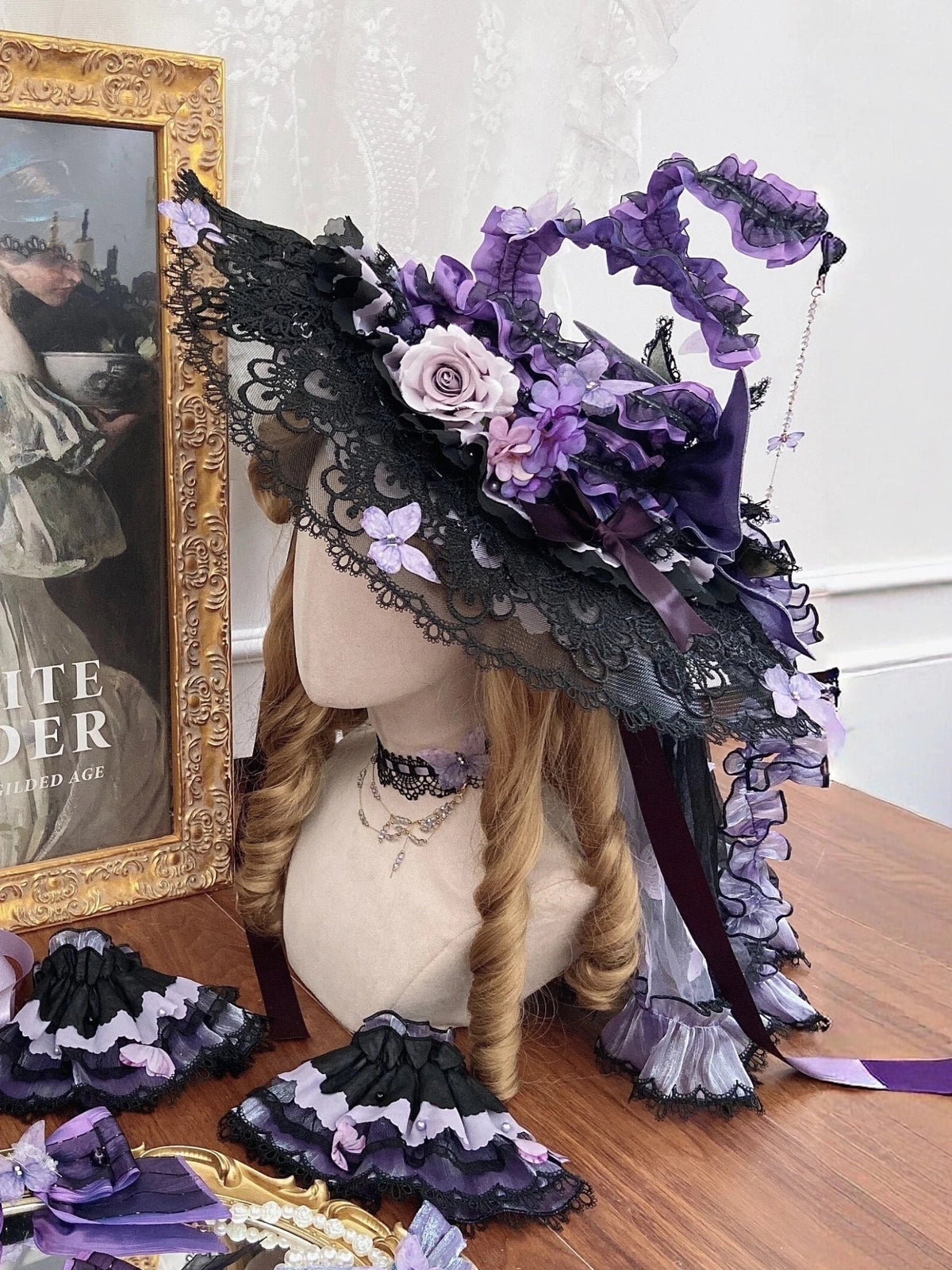 Purple Butterfly on Moonlight Night Gothic Lolita Corset Dress Set - LolitaEra