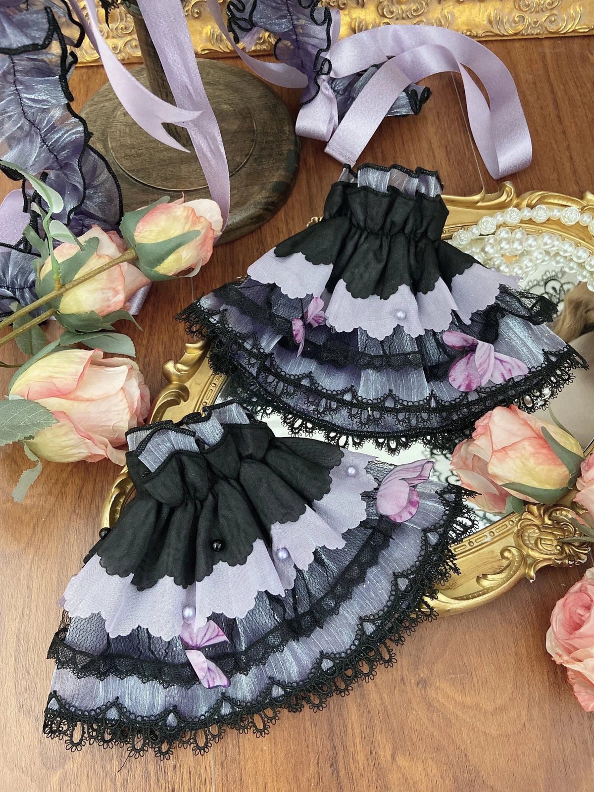 Purple Butterfly on Moonlight Night Gothic Lolita Corset Dress Set - LolitaEra