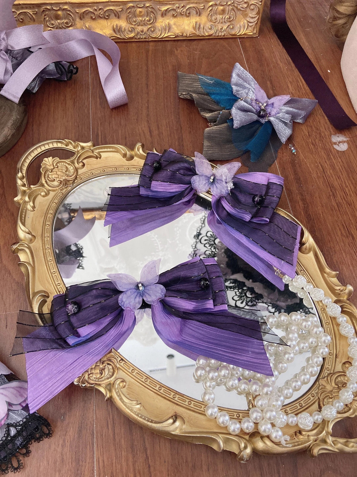Purple Butterfly on Moonlight Night Gothic Lolita Corset Dress Set - LolitaEra