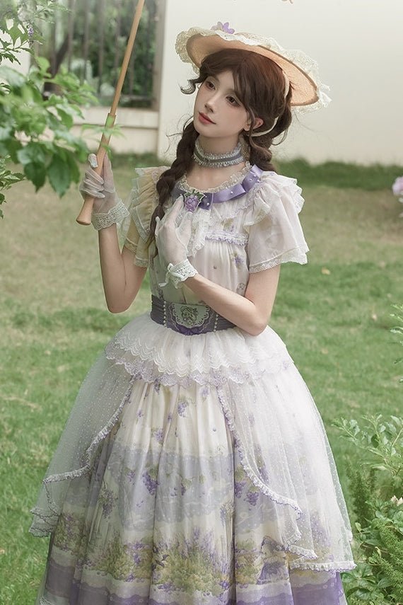 Rabbit Vine Tale Classic Lolita OP Dress 1222 - LolitaEraPurple SetSRabbit Vine Tale Classic Lolita OP Dress 1222