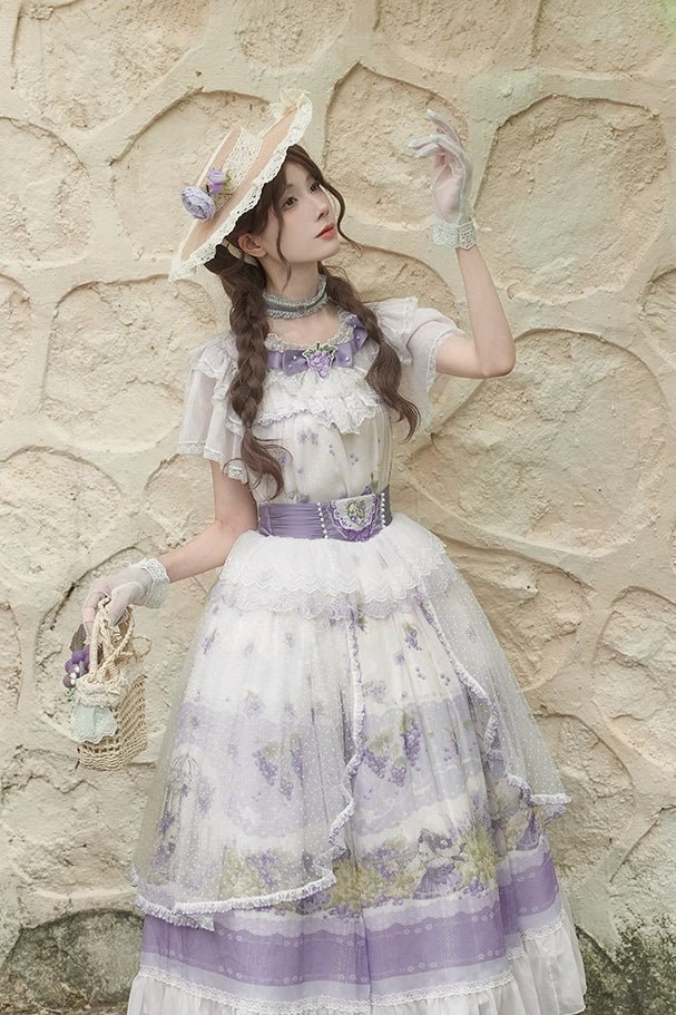 Rabbit Vine Tale Classic Lolita OP Dress 1222 - LolitaEraPurple SetSRabbit Vine Tale Classic Lolita OP Dress 1222