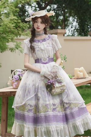 Rabbit Vine Tale Classic Lolita OP Dress 1222 - LolitaEraPurple SetSRabbit Vine Tale Classic Lolita OP Dress 1222