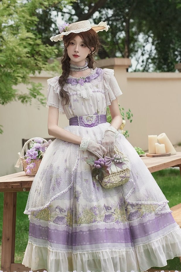 Rabbit Vine Tale Classic Lolita OP Dress 1222 - LolitaEraPurple SetSRabbit Vine Tale Classic Lolita OP Dress 1222