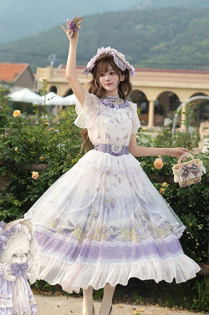 Rabbit Vine Tale Classic Lolita OP Dress 1222 - LolitaEraPurple SetSRabbit Vine Tale Classic Lolita OP Dress 1222