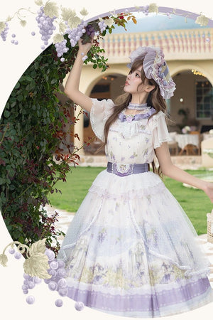 Rabbit Vine Tale Classic Lolita OP Dress 1222 - LolitaEraPurple SetSRabbit Vine Tale Classic Lolita OP Dress 1222
