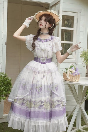 Rabbit Vine Tale Classic Lolita OP Dress 1222 - LolitaEraPurple SetSRabbit Vine Tale Classic Lolita OP Dress 1222