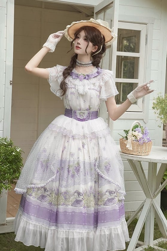 Rabbit Vine Tale Classic Lolita OP Dress 1222 - LolitaEraPurple SetSRabbit Vine Tale Classic Lolita OP Dress 1222
