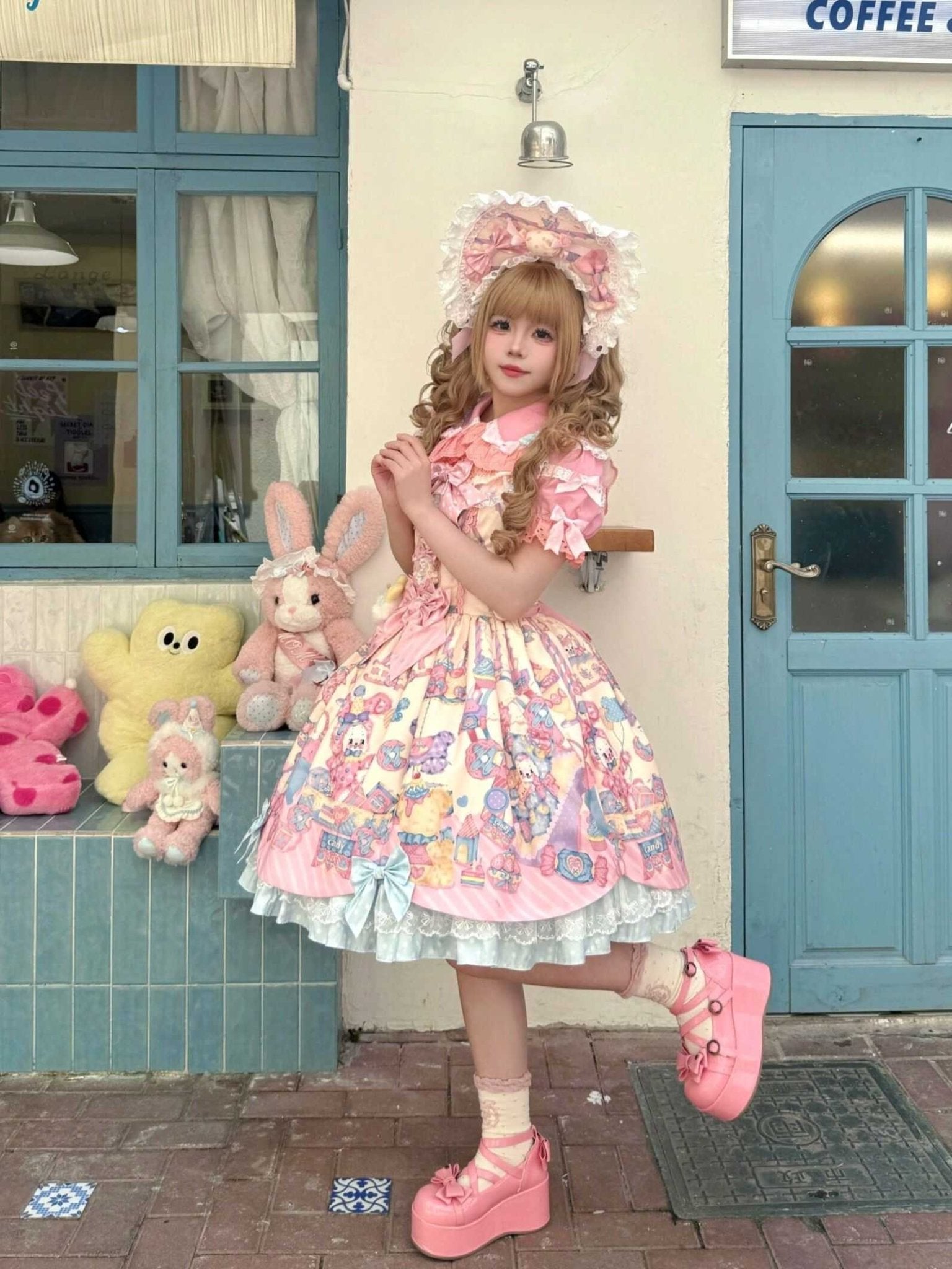 Rainbow Parfait Bunny Strawberry Cake Lolita JSK Dress - LolitaEraBNTSRainbow Parfait Bunny Strawberry Cake Lolita JSK Dress