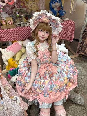 Rainbow Parfait Bunny Strawberry Cake Lolita JSK Dress - LolitaEraBNTSRainbow Parfait Bunny Strawberry Cake Lolita JSK Dress