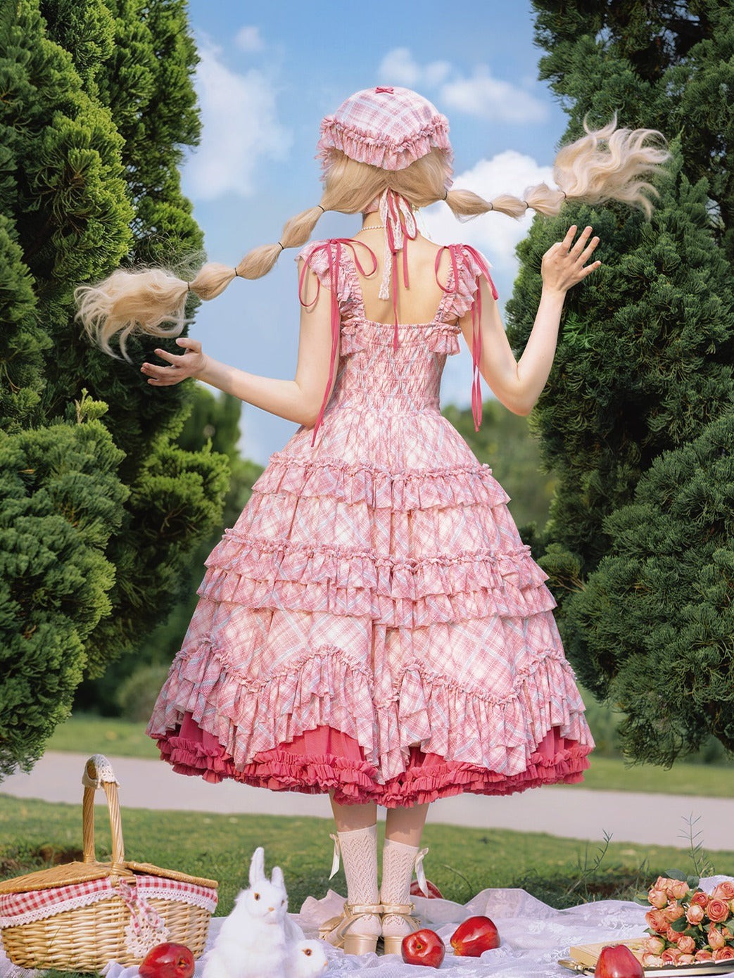 Raspberry Bubble Sweet Lolita Tiered Cake JSK Dress - LolitaEra