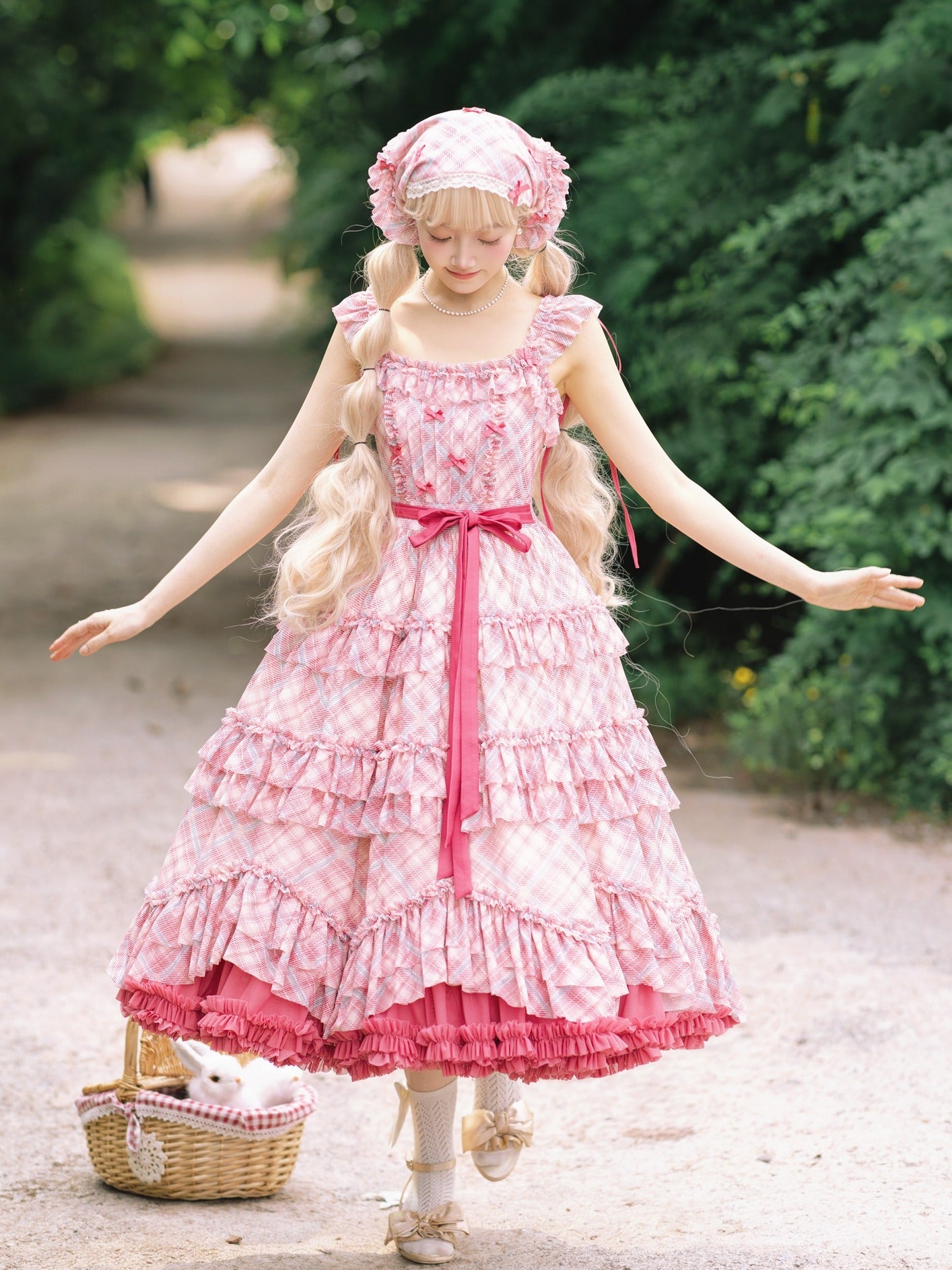 Raspberry Bubble Sweet Lolita Tiered Cake JSK Dress - LolitaEra