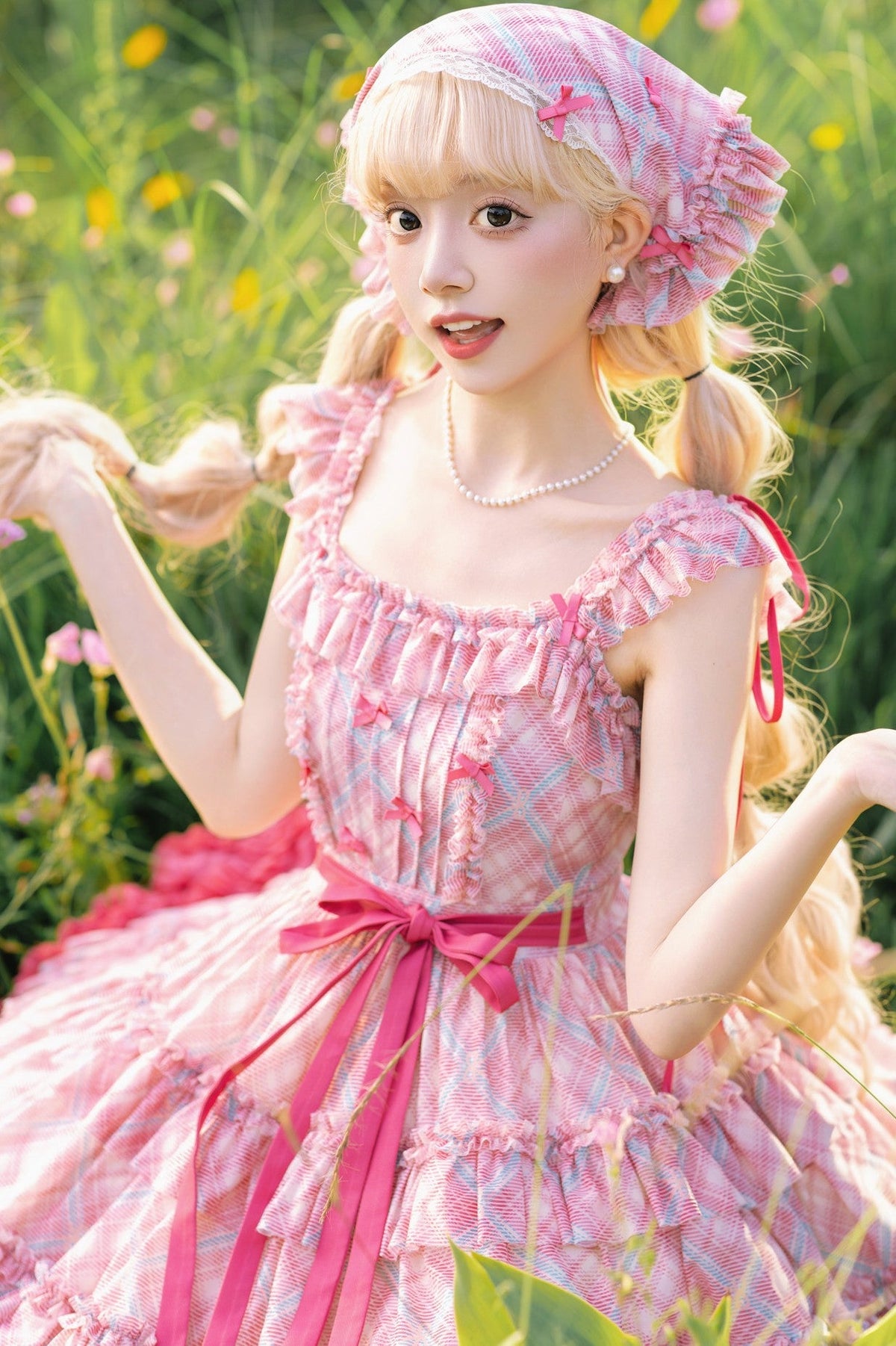 Raspberry Bubble Sweet Lolita Tiered Cake JSK Dress - LolitaEra