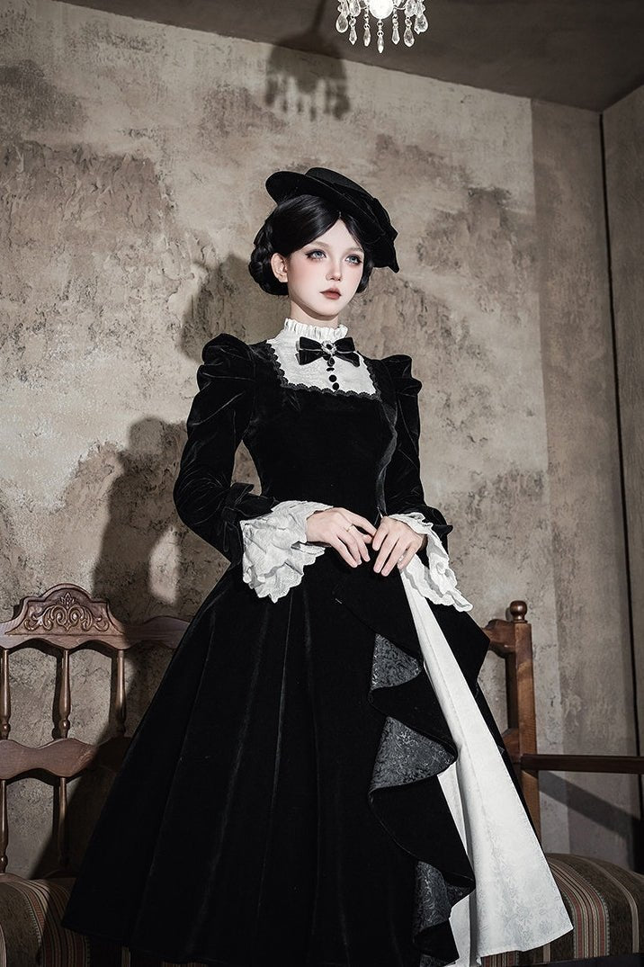 Return to Dusk Elegant Stand-Collar OP Lolita Dress - LolitaEra