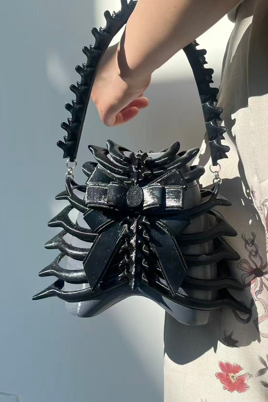 Rib Cage 3D Printed PLA Resin Crossbody Black Bag - LolitaEra
