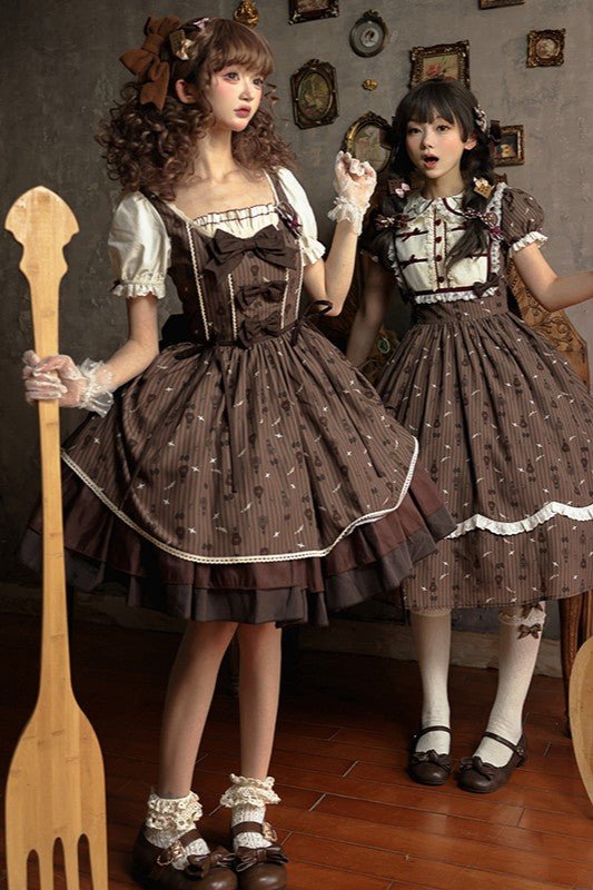 Rich Cocoa Doll Collar OP Dress - LolitaEraShort OPSRich Cocoa Doll Collar OP Dress