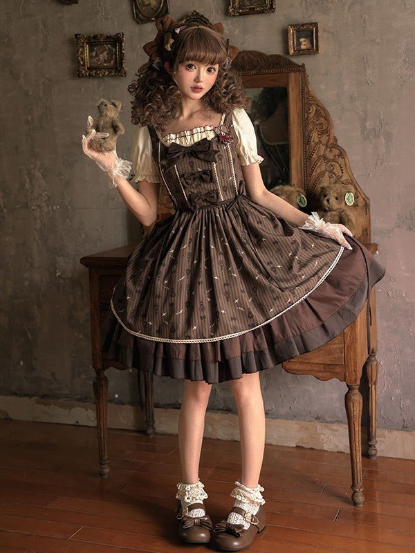 Rich Cocoa Doll Collar OP Dress - LolitaEraShort OPSRich Cocoa Doll Collar OP Dress