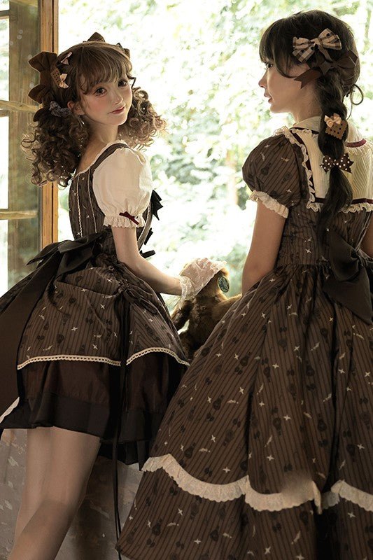 Rich Cocoa Doll Collar OP Dress - LolitaEraShort OPSRich Cocoa Doll Collar OP Dress