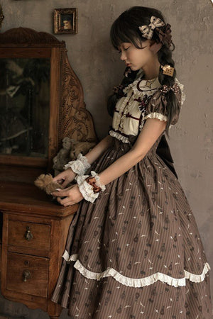Rich Cocoa Doll Collar OP Dress - LolitaEraShort OPSRich Cocoa Doll Collar OP Dress