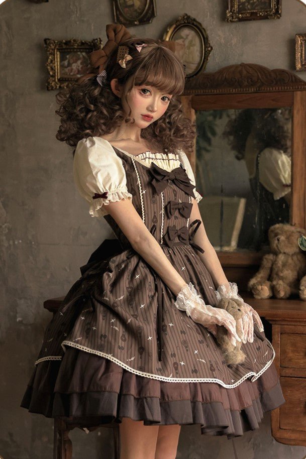 Rich Cocoa Doll Collar OP Dress - LolitaEraShort OPSRich Cocoa Doll Collar OP Dress