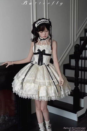 Rich Girl Style Lolita Dress - LolitaEraWhite JSK+Hair ClipsSRich Girl Style Lolita Dress