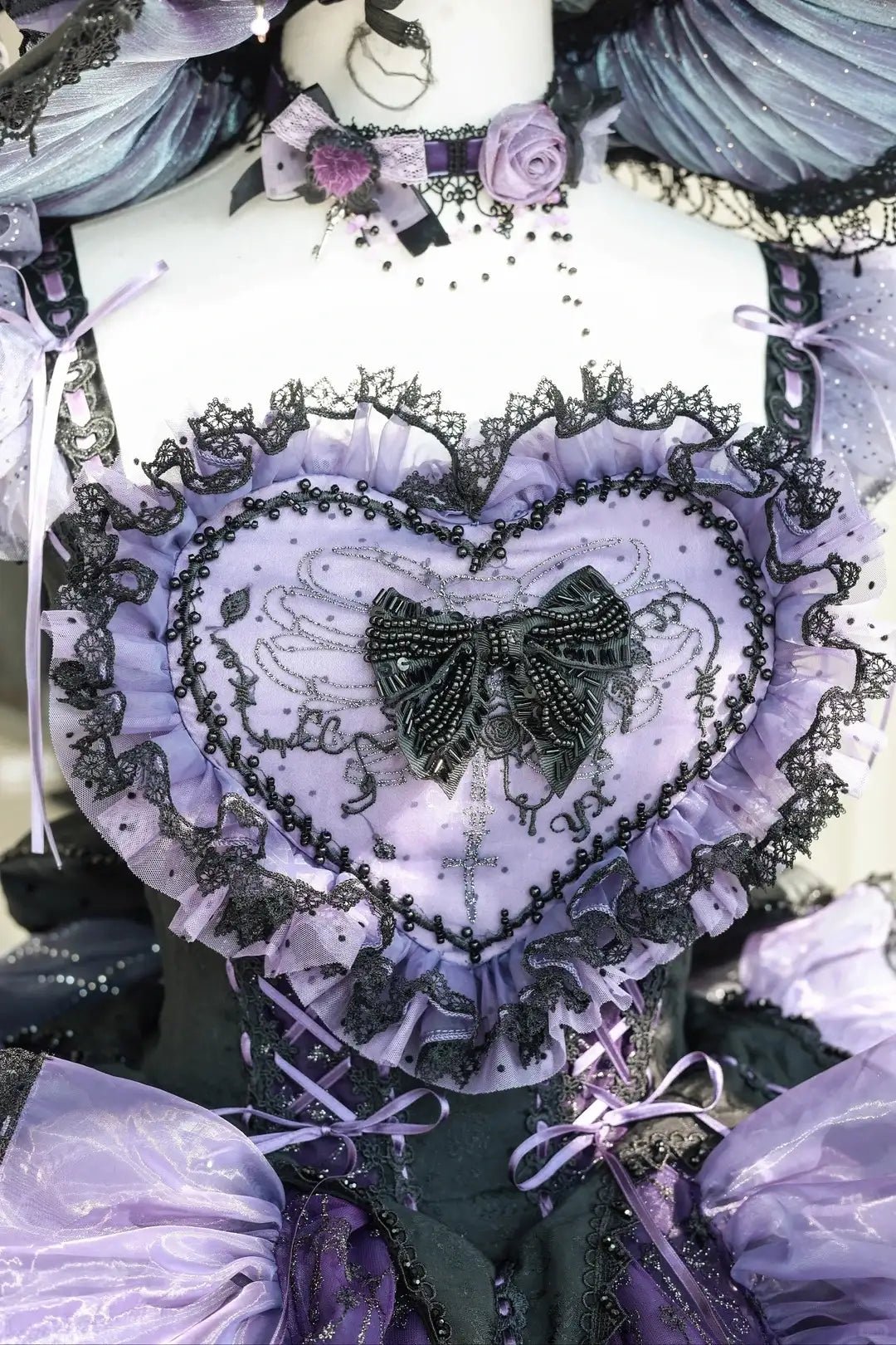 Rock Sweetheart Gothic Sweet Lolita Heart Corset Ruffle Mini Skirt Set - LolitaEra
