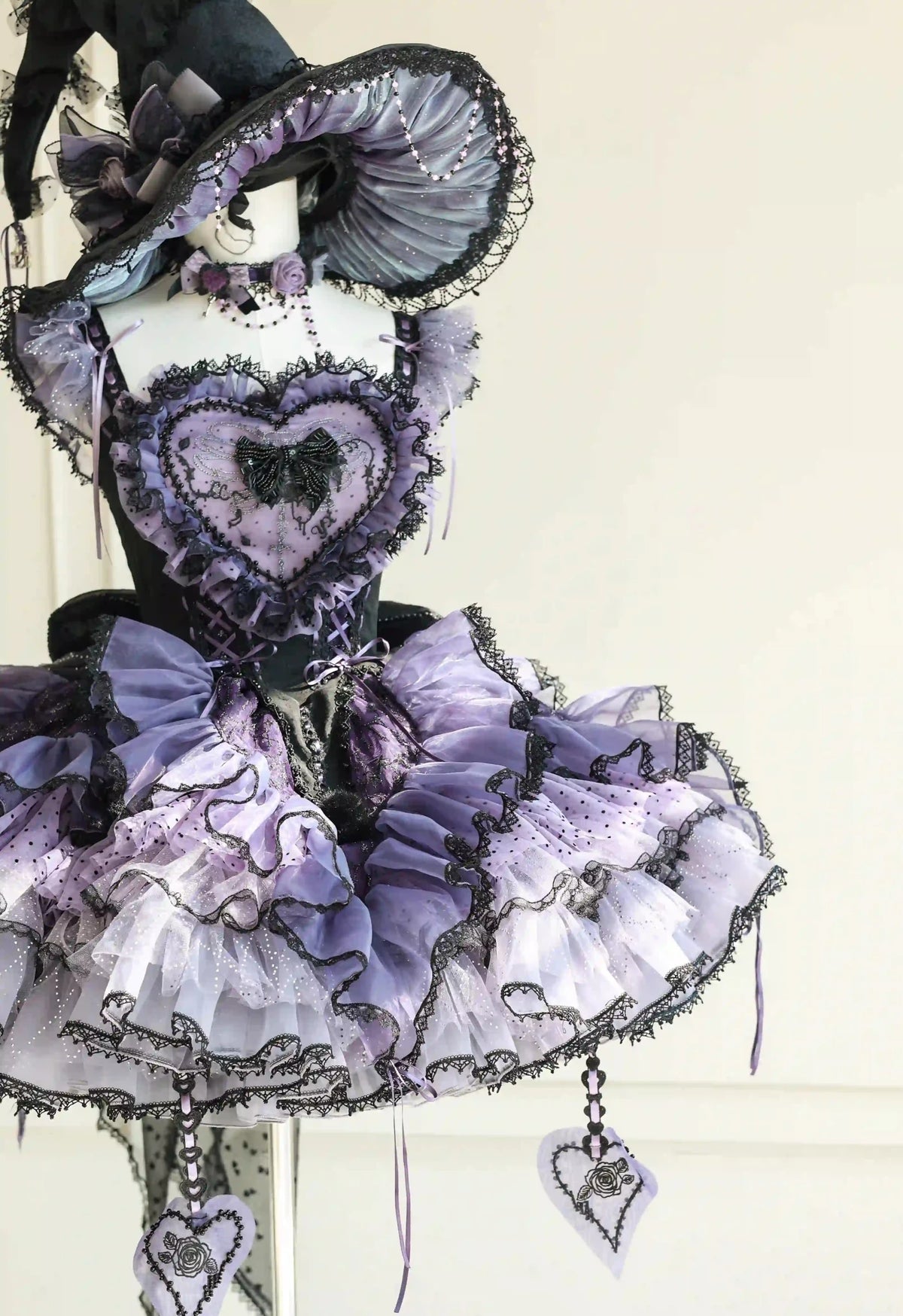 Rock Sweetheart Gothic Sweet Lolita Heart Corset Ruffle Mini Skirt Set - LolitaEra