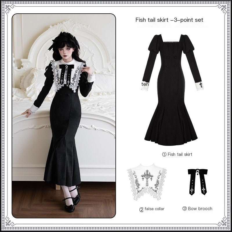 Rose Doll Lolita Mini skirt/Mermaid Skirt Set LE1187 - LolitaEraMermaid Skirt SetSRose Doll Lolita Mini skirt/Mermaid Skirt Set LE1187