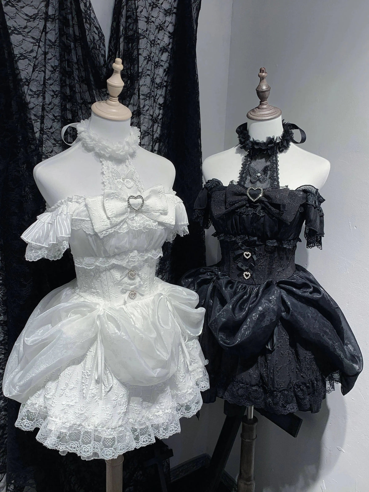 Rose Dream Ruffle Halter J-Style Lolita Midi Dress - LolitaEra