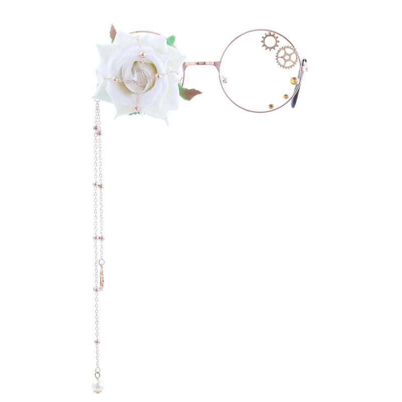 Rose Gear Bat Wing Steampunk Gothic Lolita Monocle Eyeglass Accessory - LolitaEra